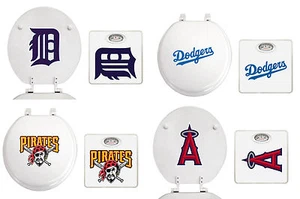 MLB Toilet Seat White Round and White Analog Dial Scale with Team Logo Decals - Picture 1 of 10