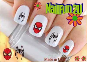 Nail Art 594 CHARACTER Spiderman Black Spider Mask WaterSlide Nail Decal Transfr - Picture 1 of 2