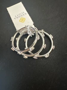 Kendra Scott Haven Cuore Set di 3 Calze Anelli Misura 7 Rodiato - Foto 1 di 3