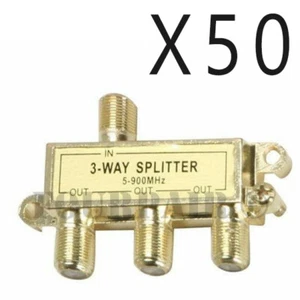 50 Pack Lot - 3-Way Coax Video Splitter Digital HD Cable TV RG6 F 5-900 MHz 1x3 - Picture 1 of 2