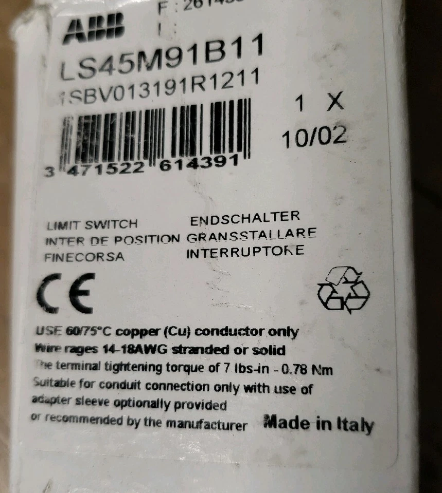 ABB LS45M91B11 Limit Whisker Switch