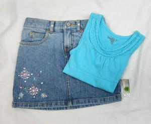 Falda vaquera GapKids y top azul marino antiguo talla 5 - Imagen 1 de 7