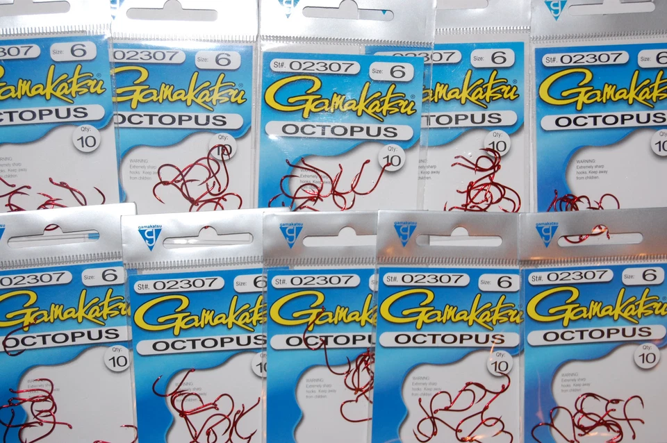 Gamakatsu Octopus Hook Size 6 Red per 10 02307