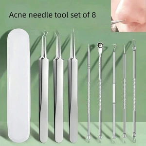 8pcs Stainless Steel Blackhead Remover Kit Blackhead Tweezers, Extractor Tools - Picture 1 of 8