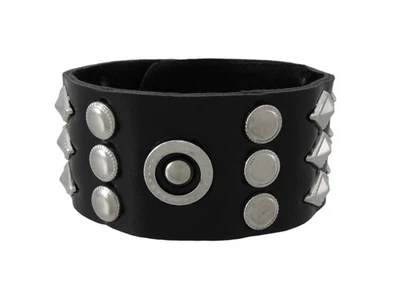 Zeckos Black Vinyl Wristband with Round and Diamond Shaped Studs - Image 1 of 4