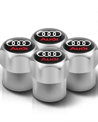 Chrome 4Pcs Hexagon Wheel Tire Air Valve Stem Cover Caps Audi - Image 1 of 3