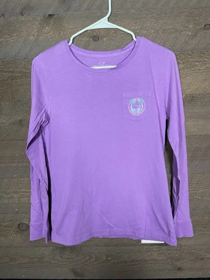 Camisa feminina Vineyard Vines roxa palmeira baleia manga longa XS - Imagem 1 de 3