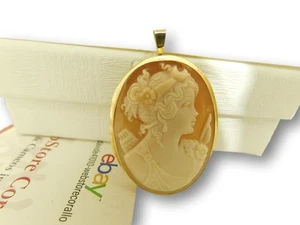 Ciondolo di Oro giallo in 18 kt 750 Pendente e Spilla con cammeo Pendant Jewelry - Picture 1 of 2