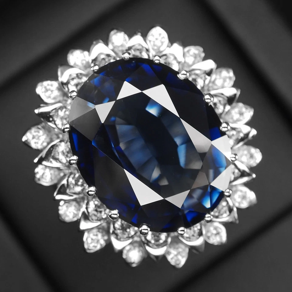 Opulenti anelli fatti a mano in argento sterling 925 zaffiro blu reale... - Immagine 1 di 4
