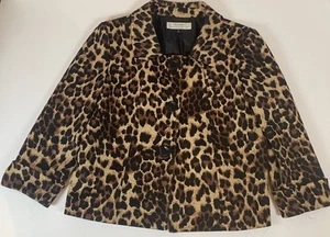 Tahari Women’s Blazer Size 10 Cheetah Print Cropped Collared - Picture 1 of 8