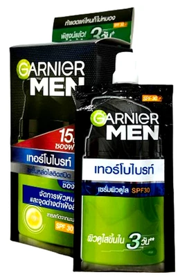 Garnier Men Turbo Bright Suero Iluminador FPS 30 7 ml x 6 sobres Cuidado Facial Foto 1 de 4