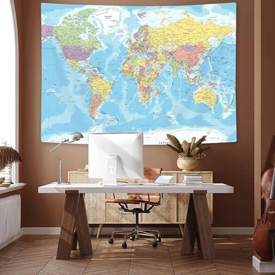 ICTEISOM World Map Tapestry Wall Hanging, Map of The World with National Educati - Image 1 of 4