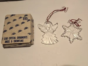 Prinzessinnenhaus - 2 Bleikristall Ornamente Engel & Schneeflocke #895 - Bild 1 von 3