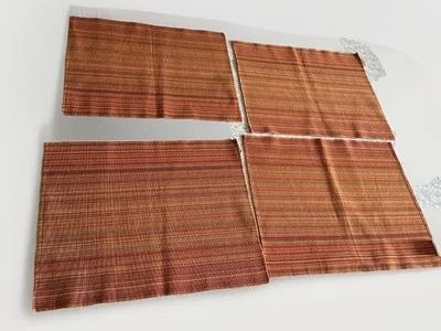 4 Crate & Barrel Kaleidoscope Cotton Orange Striped Placemats  18”x 14" Spice - Image 1 of 4