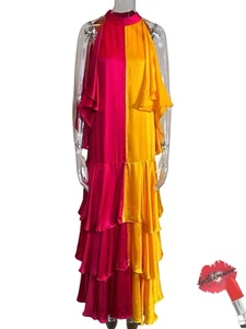 Anthropologie Pinnacle By Shruti Sancheti Dress Large Colorblock Ruffle Art - Picture 1 of 17