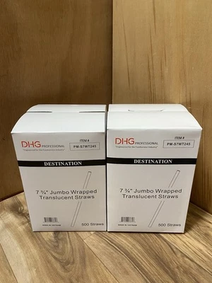 *1,000 pcs*Restaurant Quality Paper Wrapped Clear Plastic Straw Individual 7.75" - Image 1 of 4