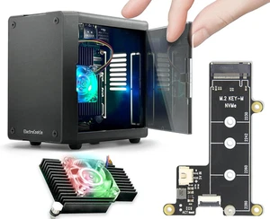 Mini PC Case for Raspberry Pi 5 with M.2 Nvme SSD Pcie HAT and Active RGB Lighti - Picture 1 of 9