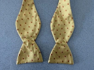 Carrot & Gibbs Silk Bow Tie Gold w/ Orange Polka Dots Pattern Handmade USA - Picture 1 of 6
