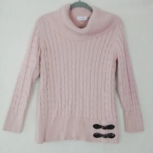 Calvin Klein Chunky Cable Knit Sweater Size Large in Pink - Picture 1 of 12