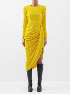 Gucci Draped Asymmetric Yellow Velvet Dress- BNWT- RRP$11K - Picture 1 of 6