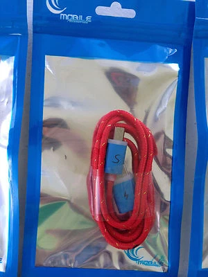 FLASH BRAIDED LED light glow MICRO USB charger cable FOR samsung GALAXY S6+ S4 - Image 1 of 4