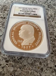 Piefort Silver Togo 10000F 1977 KM-P3A NGC PF64UC ¡Raro! - Imagen 1 de 5