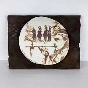 Vintage American Indian Chief Pipe Wall Art Pottery Wood 15in - Picture 1 of 11
