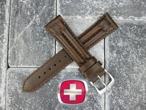 19mm SWISS ARMY CAVALRY MILITARY Leather Strap Dark Brown Watch Band 19 mm - Picture 1 of 4