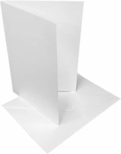 5 x 7" White Card Blanks & Envelopes - 300gsm Card Pre-Creased For Easy Folding - Picture 1 of 1