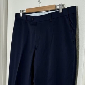 6 East Dress Pants Mens 36x29 Blue Wool Loro Piana Four Seasons Super 130s Flat - Picture 1 of 8
