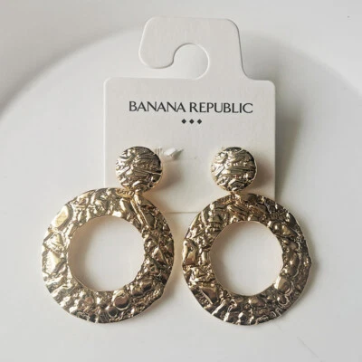 New Banana Republic Punk Loop Drop Earrings Heavy Gift Chic Women Party Jewelry - Image 1 of 3