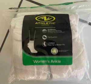 Athletic Works Women's Ankle Socks 10 PAIRS Shoe SZ 8-12 Cushioned WHITE medias - Picture 1 of 5