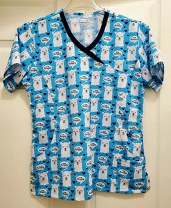 Scrubaid Women's Large 4 Way Stretch Tapered Fit V-Neck Uniform Scrub Top - Picture 1 of 11