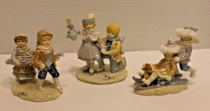VTG 3 Figurines, Children in Snow Suitable for Christmas Village - Picture 1 of 10
