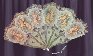 Heirloom, VICTORIAN CHERUB HAND FAN Greeting Card W@W!! - Picture 1 of 1