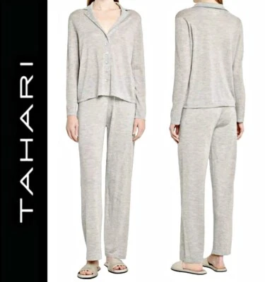 Conjunto de pijama informal con botones ligeros 100 % cachemir TAHARI talla XS Foto 1 de 4