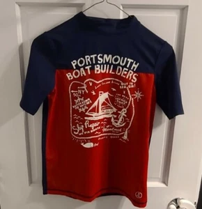 NWOT Lands End Kids Size 10-12 Navy/Red Short Sleeve Rashguard - Picture 1 of 3