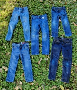 LOT Baby Gap Girls Mini skinny Skinny Stretch Denim Blue jeans Size 4/5 - Picture 1 of 5