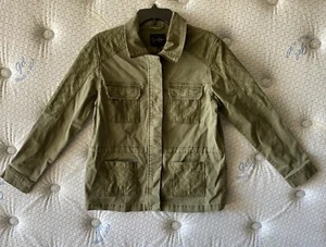 Jessica Simpson Cut Out Army Green Jacket Drawstring Waist W/ 4 Pockets Sz M - Picture 1 of 12