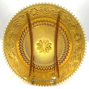 Vintage Indiana Tiara Amber Sandwich Glass 3-Section Divided Serving Platter 12" - Picture 1 of 8