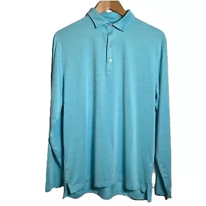 Johnnie O Polo Mens M Long Sleeve Shirt Swing Blue Baja Stretch Aqua UPF 50 - Picture 1 of 8