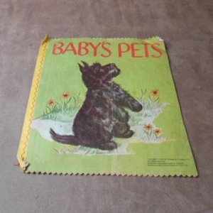 Grosset & Dunlap Fabric Baby Book Baby's Pets 1956 Antique Vintage Animals - Picture 1 of 8