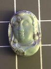 Antique 19Th Century Qing Carved Turquoise Guanyin / Quanyin  Cabochon Cameo