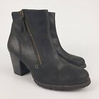 Clarks Boots Black Leather Ankle Heels UK Size 8