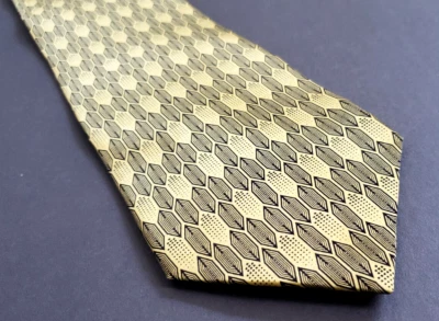 Corbata eléctrica dorada amarilla BRUNO PIATTELLI para hombre 100 % seda geométrica EE. UU. Foto 1 de 4