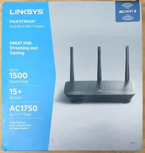 Linksys Max Stream Dual-Band WiFi 5 Router AC1750 Black EA7250 NIB - Afbeelding 1 van 3