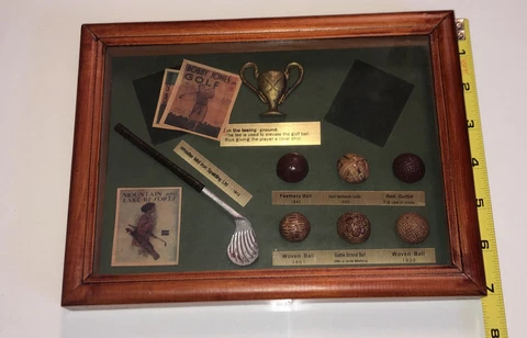 Vintage English Golf Shadow Box  Display Case Wall Plaque Shadow (Loose Items) Cover