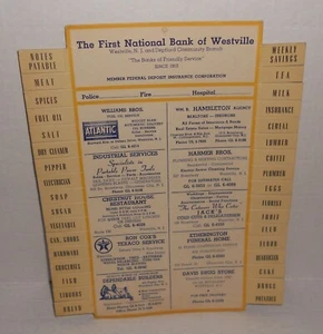 Vintage First National Bank of Westville NJ Advertising Kitchen Out of List - Picture 1 of 3
