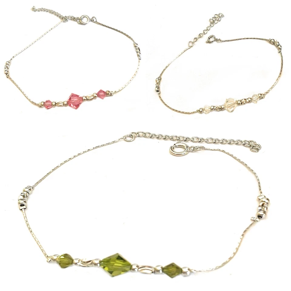 Cavigliera da donna braccialetto caviglia argento con cristalli da mare - Immagine 1 di 4