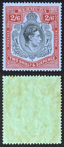 Bermudas SG117 2/6 Negro y Rojo/Gris-Azul Perf 14 U/M - Imagen 1 de 1